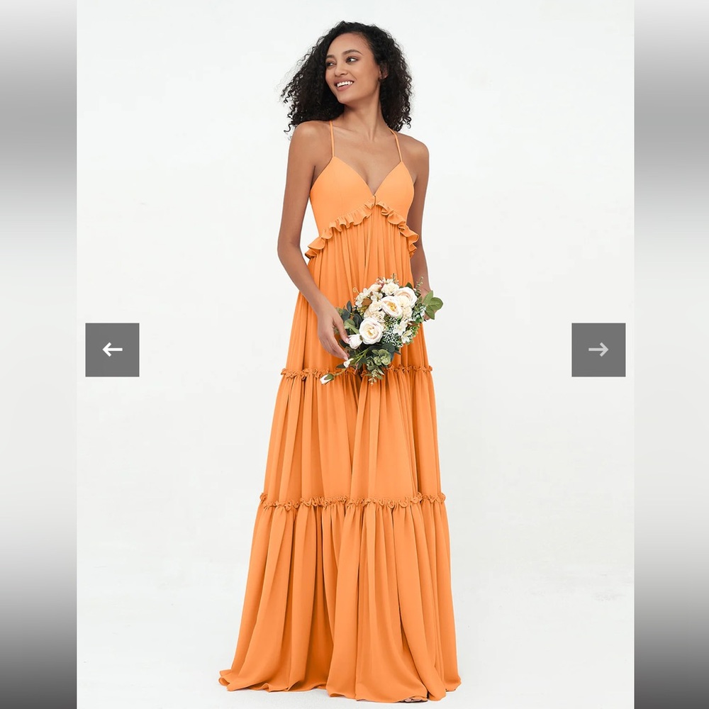 Babaroni Empire Chiffon Tiered Skirt Max Bohemian Dresses-Orange